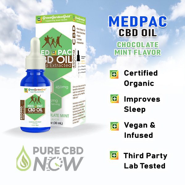 Med Pac CBD Hemp Extracted Oil, Chocolate Mint Flavor, 450mg-6000mg, 30ml-120ml, Facts (Certified Organic, Improves Sleep, Vegan and Infused, Third Party Lab Tested)