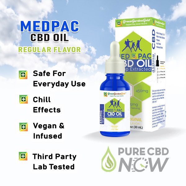 Med Pac CBD Hemp Extracted Oil, Original Flavor, 450mg-6000mg, 30ml-120ml, Facts (Safe for everyday use, chill effects, vegan and infused, third party lab tested)