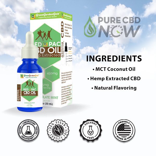 Med Pac Hemp Oil Chocolate Mint Flavor 450mg-6,000mg Ingredients (MCT Coconut Oil, Hemp Extracted CBD, Natural Flavoring)