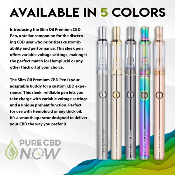 The Slim Oil Premium CBD Pen by The Kind Pen - Available in 5 Colors