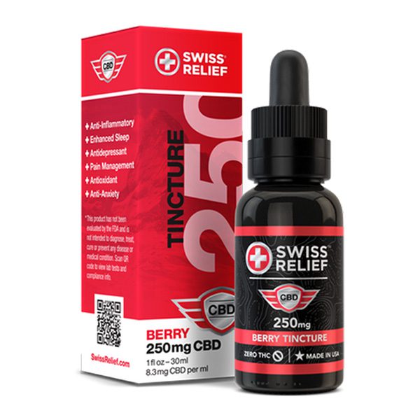 SWISS RELIEF CBD Berry Flavored 250MG Tincture with Zero THC