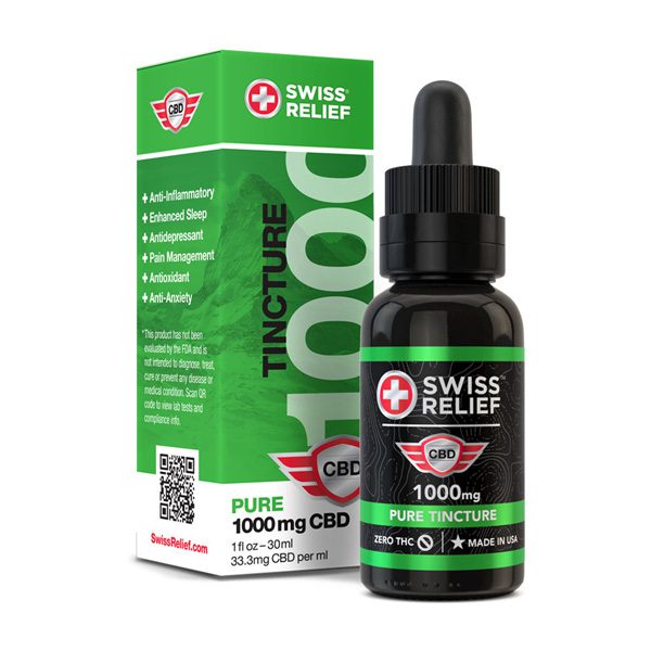 SWISS RELIEF CBD Pure Flavored 1000MG Tincture with Zero THC