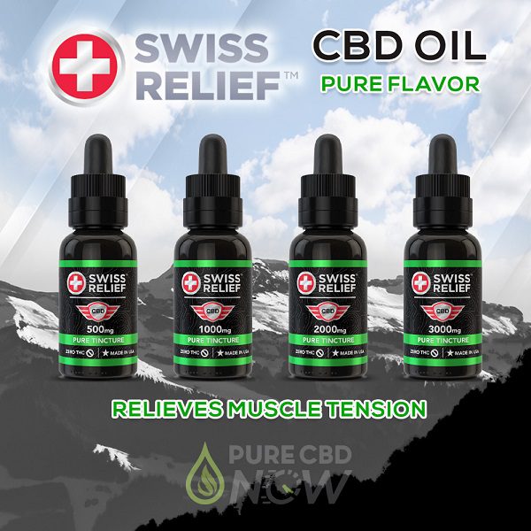 Swiss Relief Pure CBD Oil Tincture 500-3000mg (Relieves Muscle Tension)