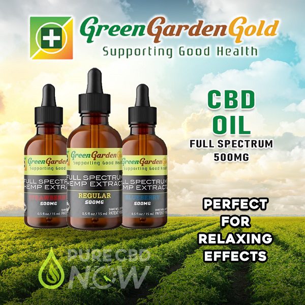 Green Garden Gold Full Spectrum Hemp Extract Graphic, Perfect For Relaxing Effects