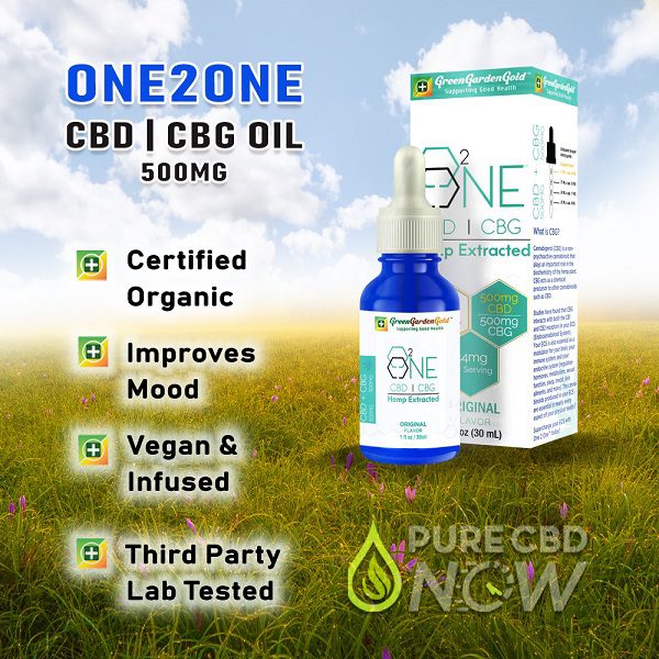 Green Garden Gold One2One™ 1000mg CBD & CBG Oil Facts (Certified Organic, Improves Mood, Vegan and Infused, Third Party Lab Tested)