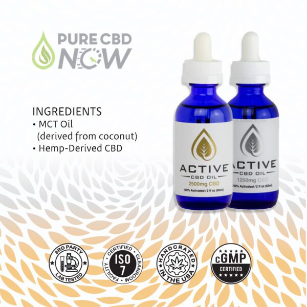 Active CBD Oil CBDMCT Tincture 1250mg or 2500mg Ingredients