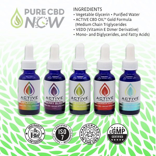 Active CBD Oil Tincture-Water Soluble 300mg or 900mg Ingredients