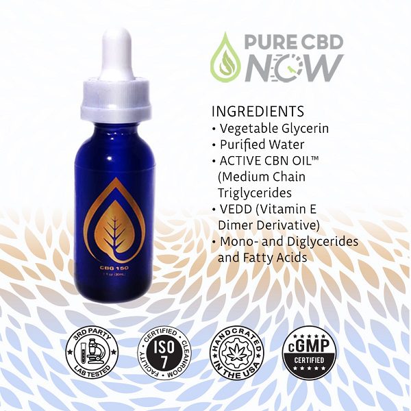 Active CBD Oil Tincture Water Soluble CBG 150mg Ingredients