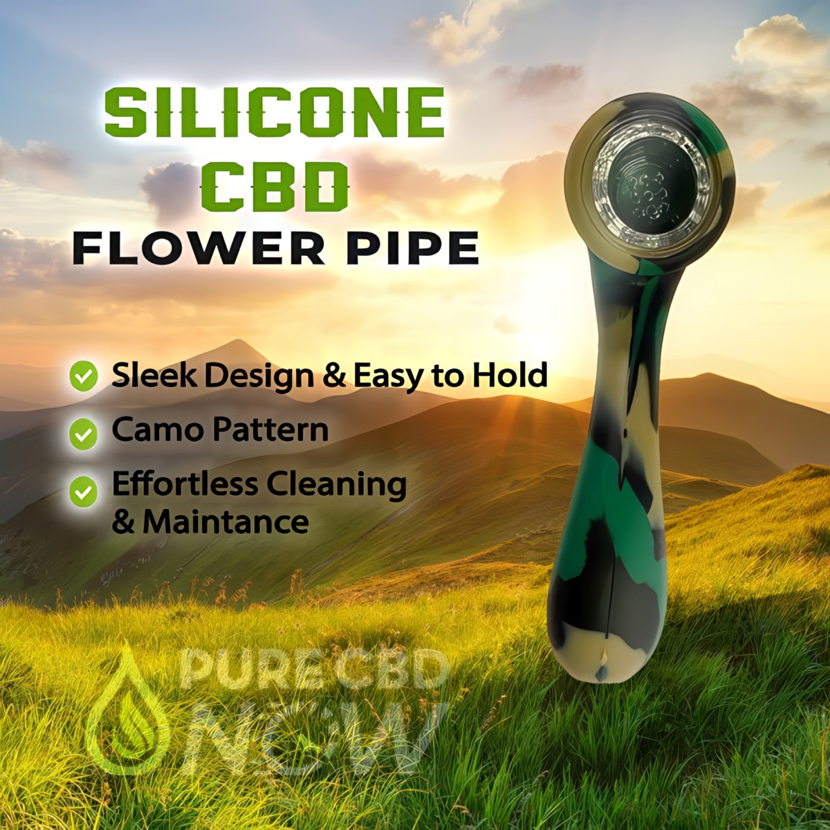 Buy online Americana Silicone CBD Flower Pipe Camo