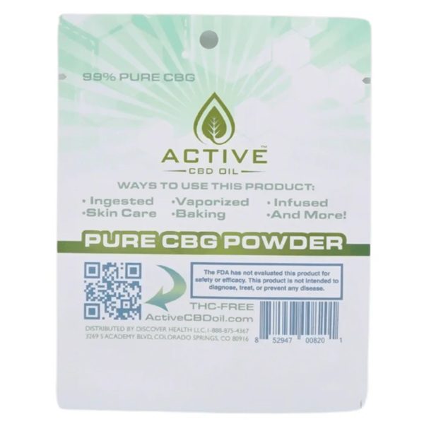 Active CBD CBG Isolate 1000mg - back