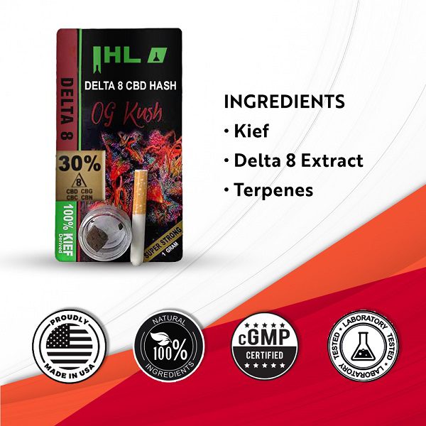 Delta 8 CBD Hash Sativa Black Hash OG Kush Ingredients