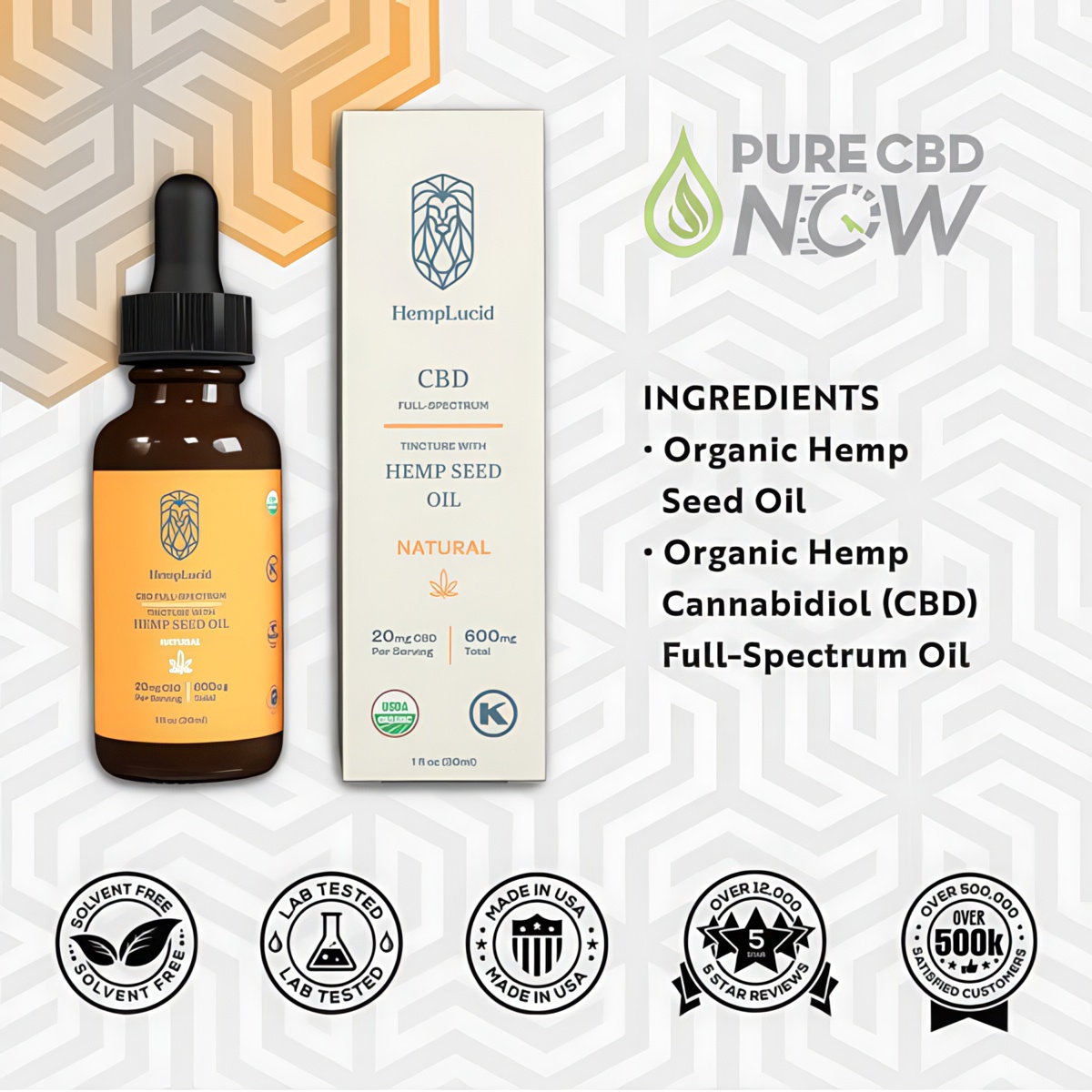 Organic Hemplucid Full-Spectrum Hemp Seed Oil 30ml Ingredients