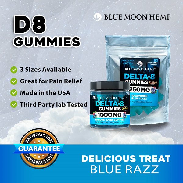 Blue Moon Hemp Delta 8 Blue Razz Gummies