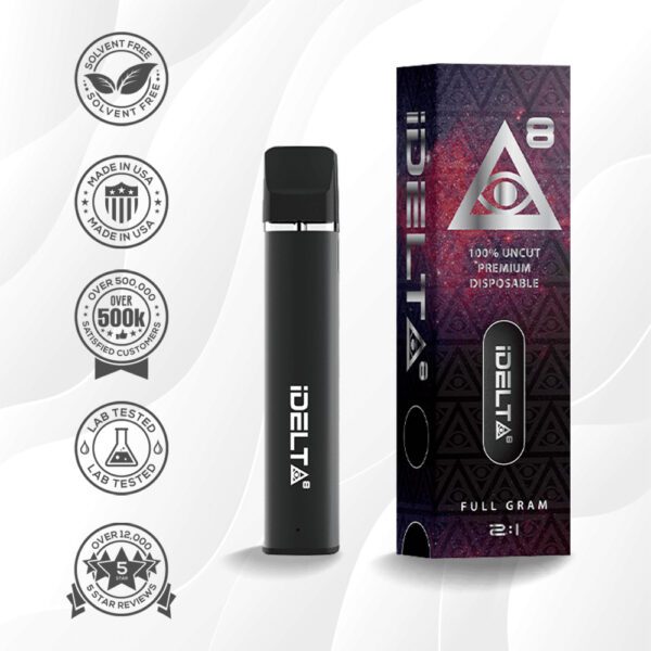iDELTA8 Silver – Disposable Delta 8 Vape Pen + CBD 1 and 2 Gram 2:1