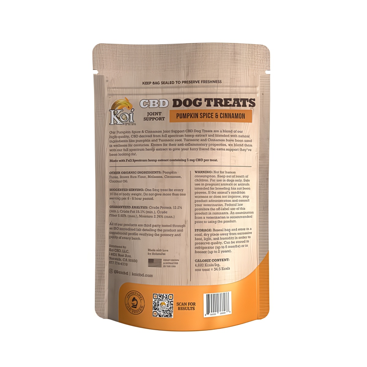 Koi CBD Dog Treats - Joint Support - Pumpkin Spice & Cinnamon Ingredients