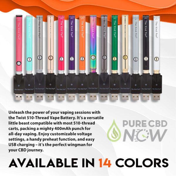 The Kind Pen Twist — VV 510-Thread Vape Battery - Available in 14 Colors