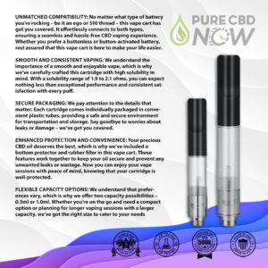 The Kind Pen Empty Cartridge 0.5ml or 1ml 510 Thread - Features