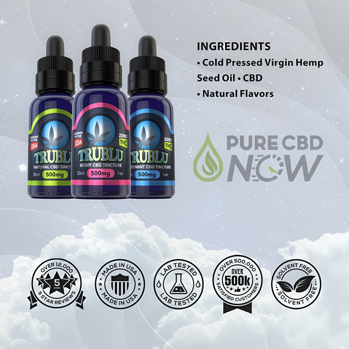 Blue Moon Hemp Trublu CBD Tincture 30ml Ingredinets