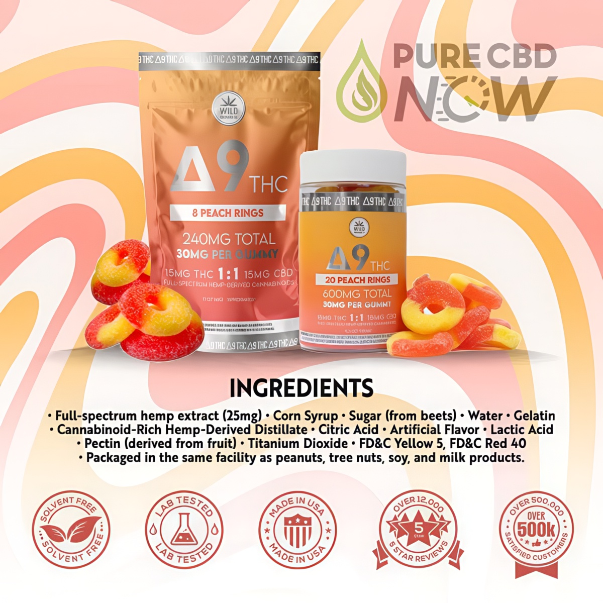 Delta-9 Peach Ring Chews 50mg Ingredients