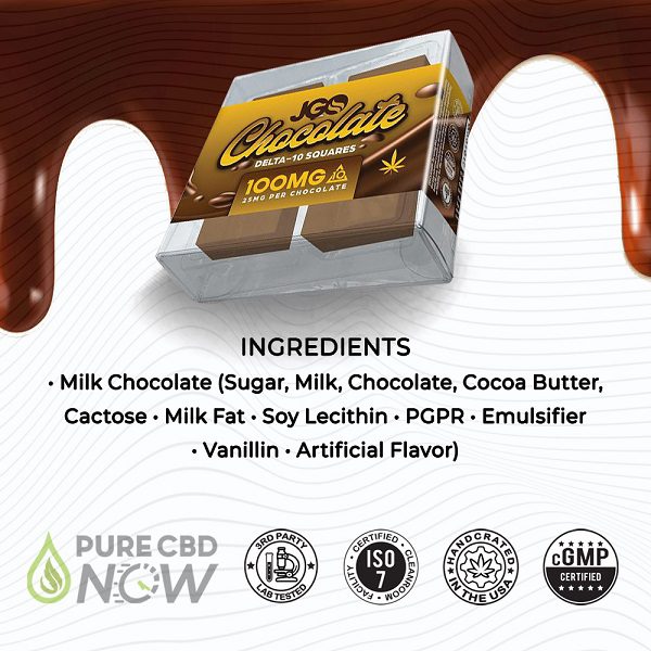 JGO Chocolate Delta-10 Squares 100mg Ingredients