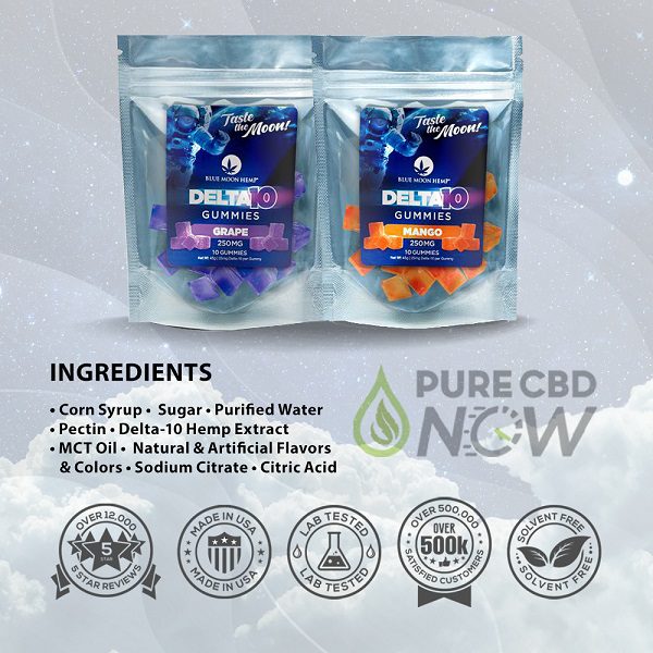 Blue Moon Hemp Delta 10 Gummies 250mg Ingredients