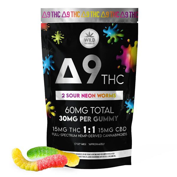 Delta 9 THC Sour Neon Worms Gummy