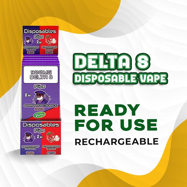 Delta 8 “Flips” 2 flavors in one Disposable Vape 2ML 1800MG