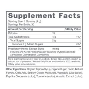 Tropical CBD Gummies - Supplement Facts