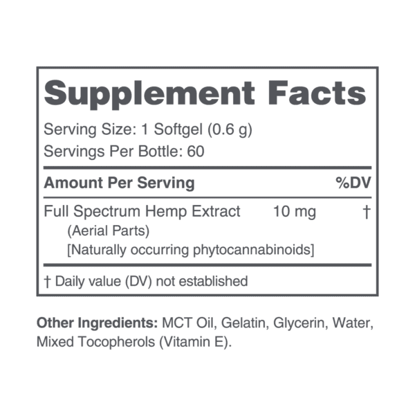 Delta 9 Capsules DELTA 9 THC - 1 MG - Supplement Facts