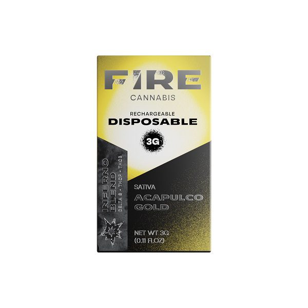 Fire Cannabis Inferno Blend Rechargeable & Disposable Vape Pen 3g - Acapulco Gold Flavor
