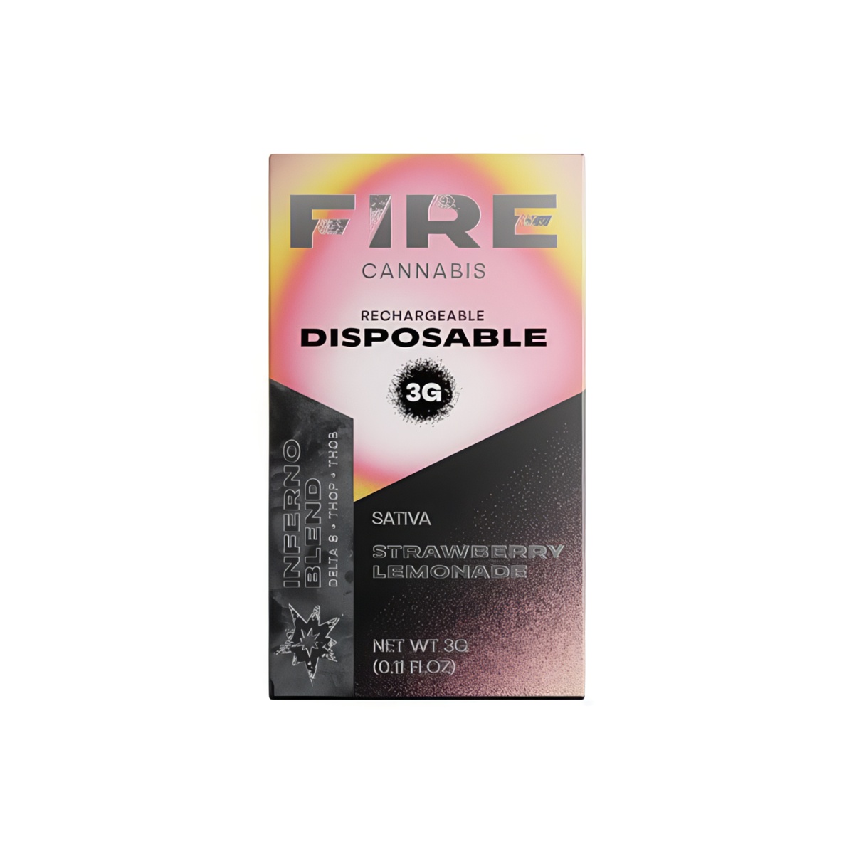 Fire Cannabis Inferno Blend Rechargeable & Disposable Vape Pen 3g - Strawberry Lemonade Flavor