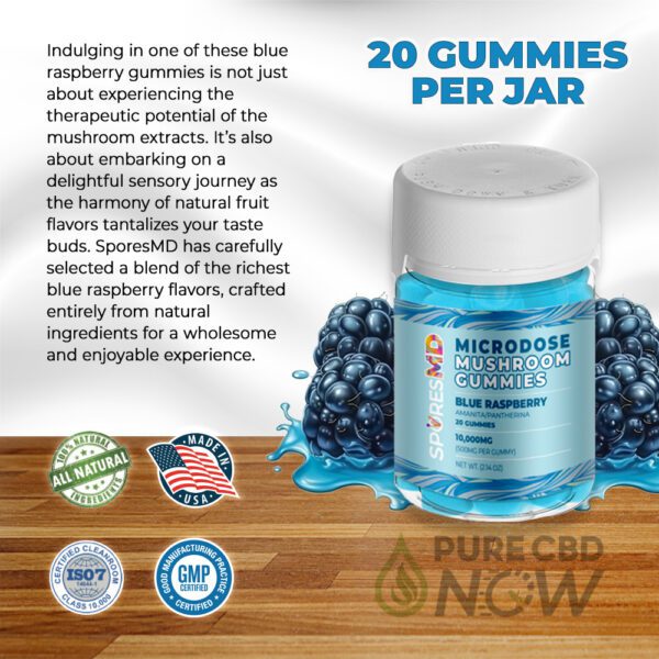 Amanita Microdose Gummies 10,000mg – Blue Raspberry Flavor