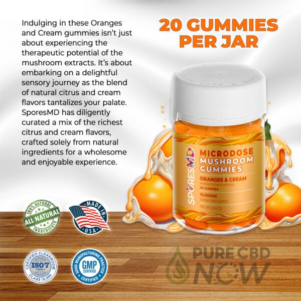 Amanita Microdose Gummies 10,000mg – Oranges and Cream Flavor