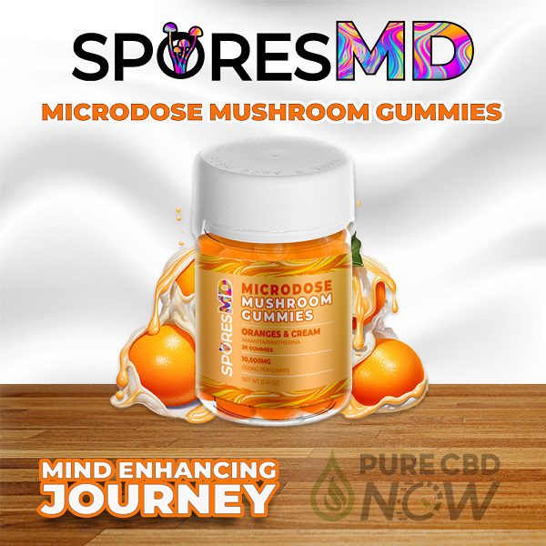 Sporesmd Amanita Microdose Mushroom Gummies 10,000mg – Oranges and Cream Flavor