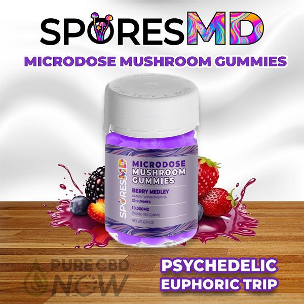 SporesMD Amanita Microdose Gummies 10,000mg – Berry Medley Flavor