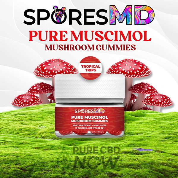 SporesMD Pure Muscimol 5 Pack Tropical Trips Gummies 50mg - 10mg Per gummy