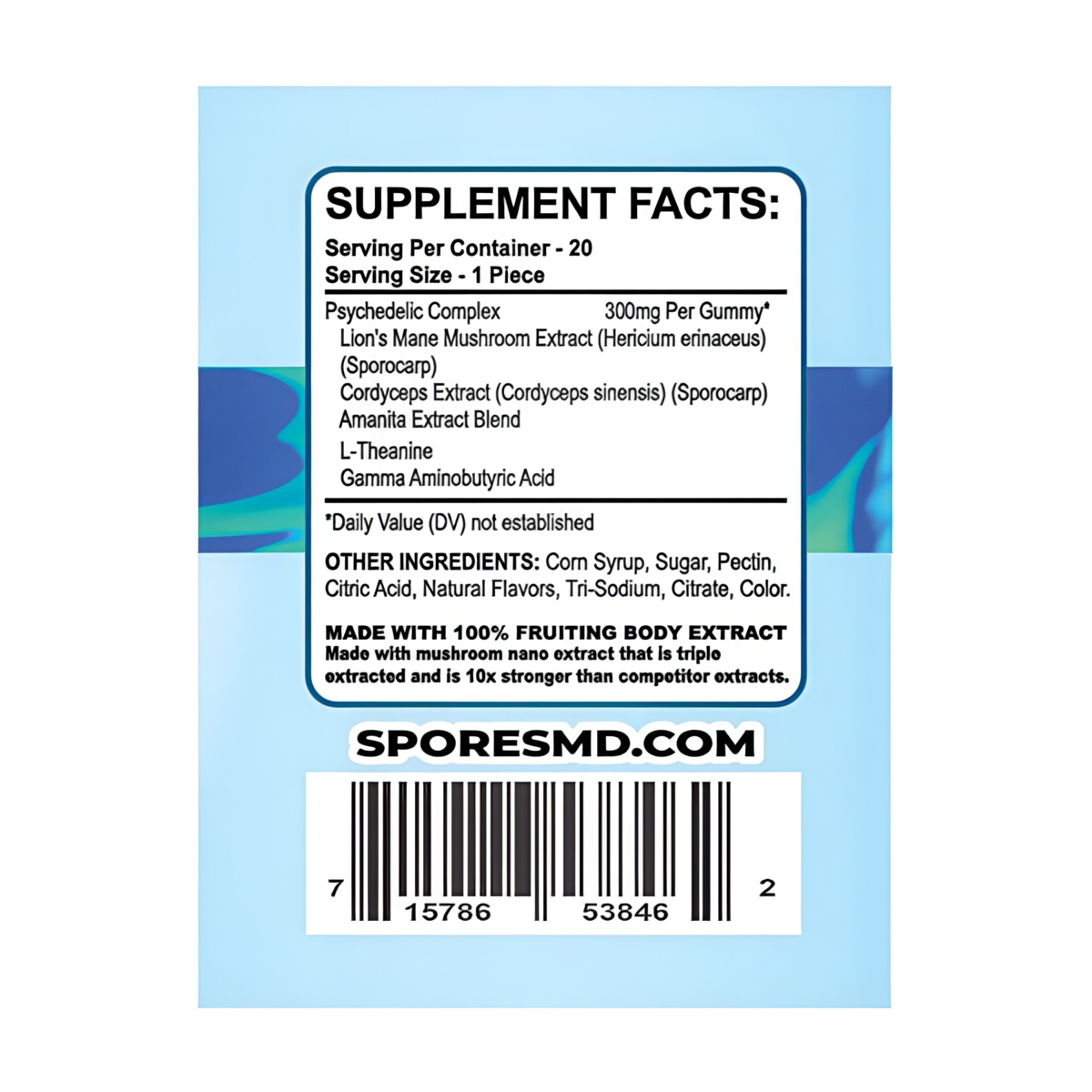 Blue Magic Mushroom Gummies 20 Count Ingredients