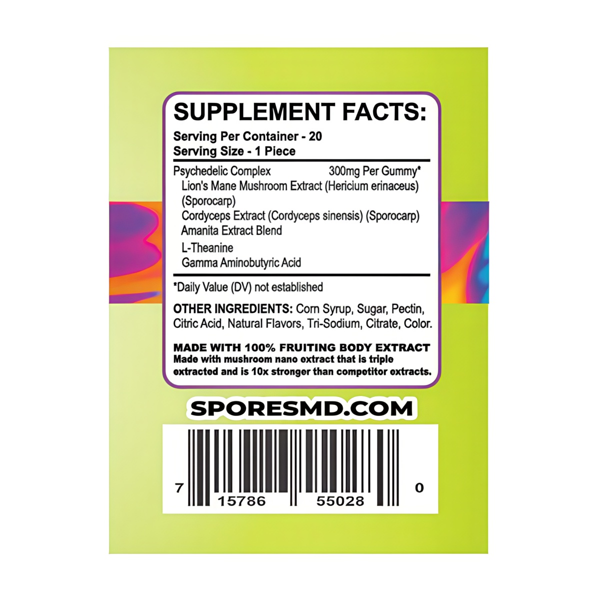 Fruit Loopy Mushroom Gummies 20 Count Ingredients
