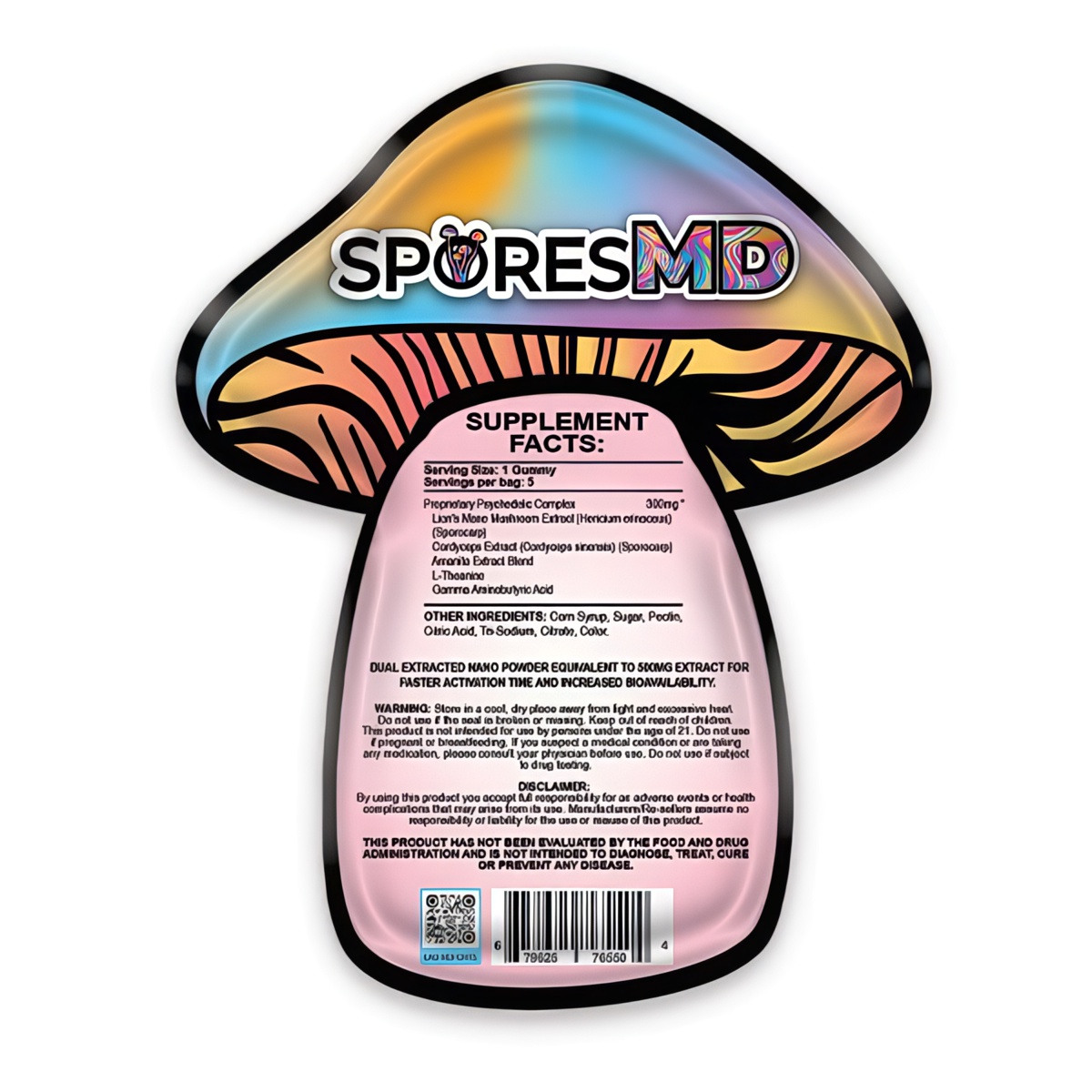 Mellow Melon Psychedelic Blend Amanita Mushroom Gummies - 5 Pieces Ingredients
