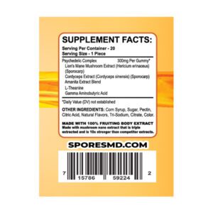 Orange Dream Mushroom Gummies 20 Count Ingredients