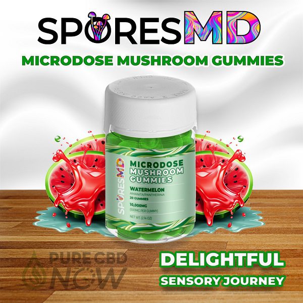SporesMD Amanita Microdose Mushroom Gummies 10,000mg - 500mg Per Gummy - Watermelon Flavor