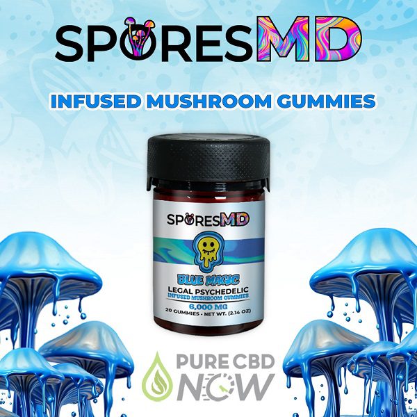 SporesMD Blue Magic Mushroom Gummies 20 Count