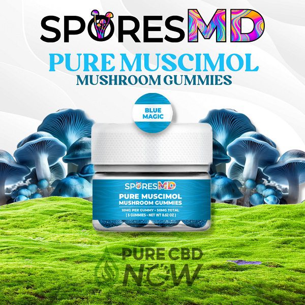 SporesMD Pure Muscimol 5 Pack Blue Magic Gummies 50mg