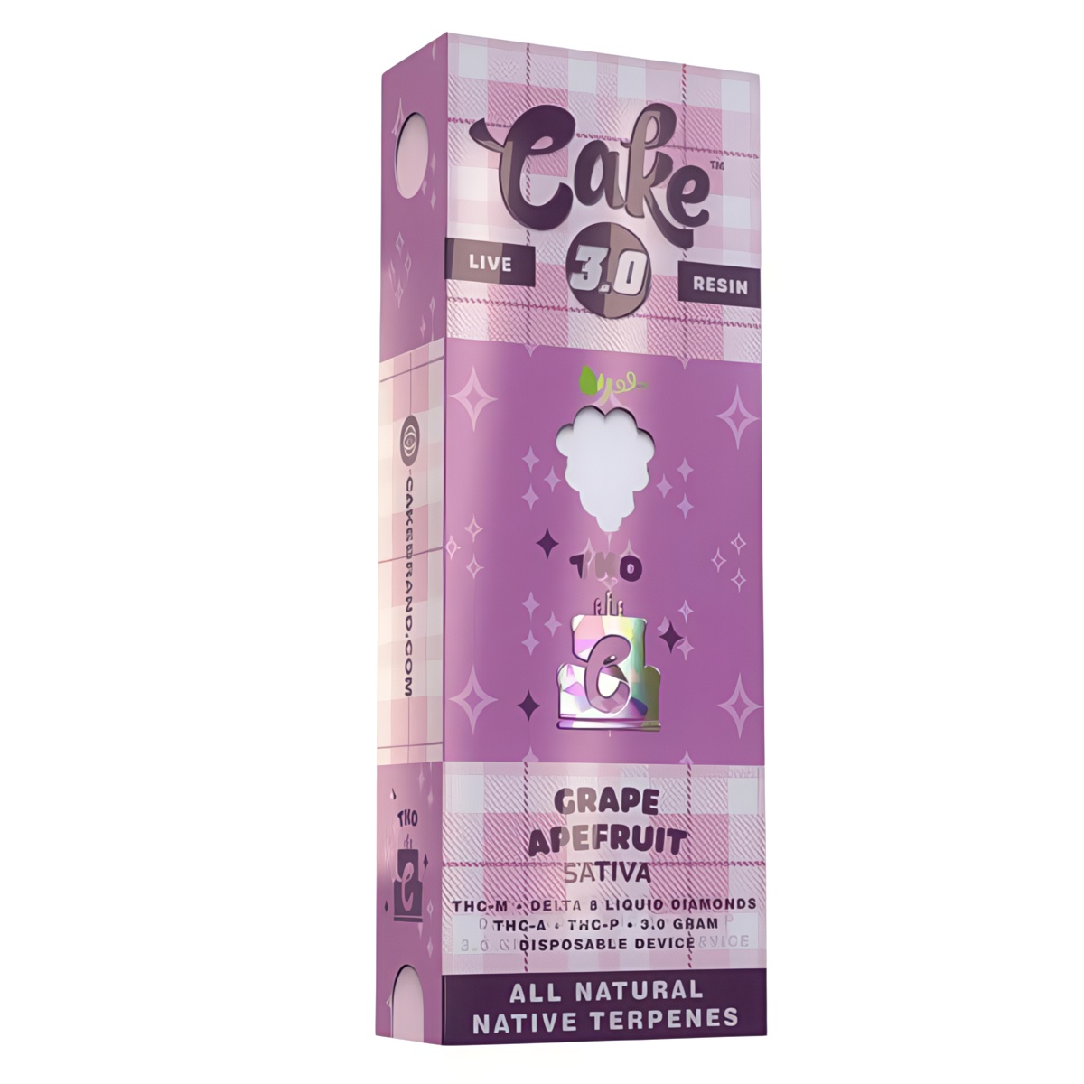 Cake TKO Blend Rechargeable & Disposable Vape Pen infused with THCM, D8, THCA, and THCP - Grape Apefruit (Sativa) strain