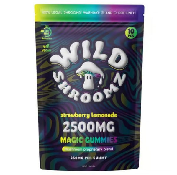 Wild Shroomz Mushroom + Delta 9 Gummies “Strawberry Lemonade” 10 Pack Bag