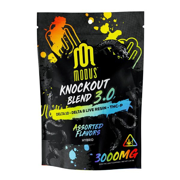 Modus Knockout Blend 3.0 Gummies 3000mg - Delta 10 THC, live resin delta 8 THC, and THC-P - Assorted Flavors (Hybrid) Strain