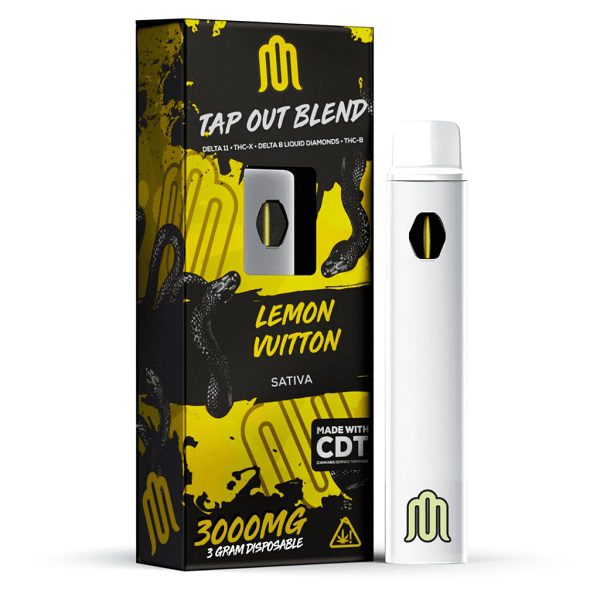 Modus Tap Out Blend Rechargeable and Disposable Vape Pen 3 Grams infused with Delta 11, thcx, delta 8, thcb, and cdt - Lemon Vuitton (Sativa) Strains