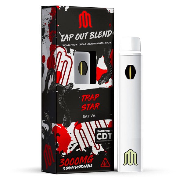 Modus Tap Out Blend Rechargeable and Disposable Vape Pen 3 Grams infused with Delta 11, thcx, delta 8, thcb, and cdt - Trap Star (Sativa) Strains