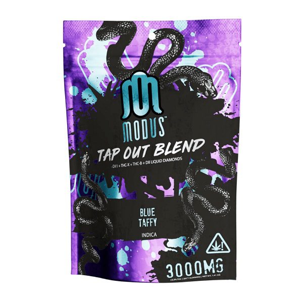 Modus Tap Out Blend Gummies 3000mg - 20 gummies per pack and 150mg per gummy - Blue Taffy (Indica) Flavor