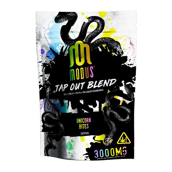 Modus Tap Out Blend Gummies 3000mg - 20 gummies per pack and 150mg per gummy - Unicorn Bites (Sativa) Flavor